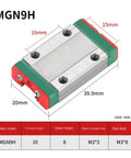 Beefy 9mm Linear Rail Kit With Slide Block for 3D Printers and CNC Machines, MGN9H block dimensions and specifications.
