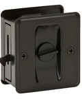 Front view of Ives Sliding Door Pull With Privacy Function In Oil Rubbed Bronze Fits Doors From One And Three Eighths To One And One Half Inches