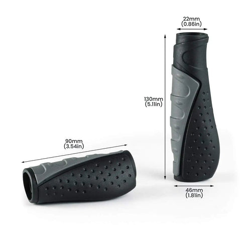 Ergonomic Rubber Bike Handlebar Grips For MTB BMX in classic black and grey, dual lengths 90mm and 130mm, anti slip comfort design