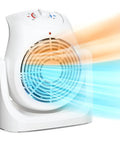 Front view of 2 In 1 Heater And Fan Combo Portable Desk And Floor Heater with 45 Degree Tilt Air Circulator for Cool Air.