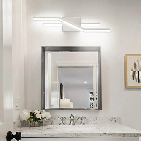 Brushed Nickel Dimmable Vanity Light Fixtures For Bathroom Over Mirror With Four Spotlight Bars Modern Durable Vanity