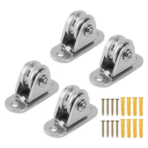 Heavy Duty Rock Solid Stainless Steel Silent Cable Pulley Wheel Block With 176 Lb Load Capacity For 6mm Rope, Fixed Pulleys