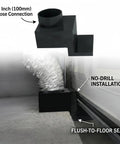 4 Inch Garage Door Vent Adapter For Laser Engraver Exhaust And Workshop Fume Extraction showing no-drill installation and flush-to-floor seal