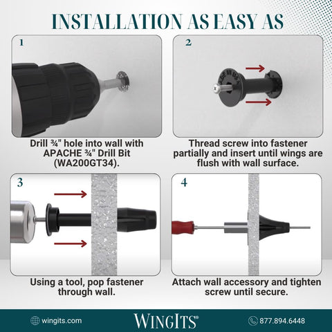 Installation process for Master Anchor For Drywall Heavy Duty Bulk Pack 100 Count Black Never Loosen Wall Fasteners