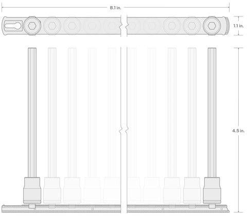 Diagram of One Quarter Inch Drive Long Torx Bit Socket Set With Rail 10 Piece T6 Through T30 Pro Grade Heavy Duty Long Reach Bits