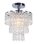 Small Three Tier Crystal Chandelier LED Pendant Light With Dope Raindrop Crystals Chrome Finish For Bedroom Hallway