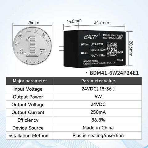 Straight Up Reliable Dc Dc Isolated Power Supply Module With Universal 9 To 36 Volt Input And 5 12 24 Volt Output For Heavy Duty Industrial And Smart Garage Builds Featuring Smooth Operator Compact Dip Layout, showing dimensions and specifications.