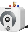 Game Changer 4 Gallon Electric Mini Tank Water Heater With Sleek Digital Display And 1500W Fast Turnaround Heating, compact unit with controls.