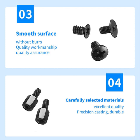 420 Pcs Computer Screws And Standoffs Kit For Motherboard Laptop PC Case Fans HDD SSD showing smooth surface, durability indicators