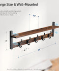 29 Inch Rustic Wall Coat Rack With Shelf And Hooks Entryway Organizer for Living Room Bedroom or Bathroom Heavy Duty Black Finish