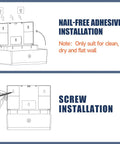 Installation guide for Heavy Duty 200 Sheet Multifold Paper Towel Dispenser with adhesive and screw options.