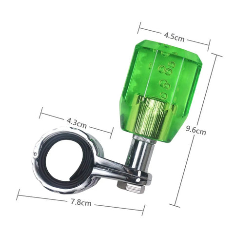 Green Acrylic Crystal Steering Wheel Spinner Knob With Aluminum Power Handle, Quick U Turn Helper For Cars, Trucks, And Tractors