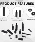 Massive 365 Piece M2.5 Nylon Hex Spacer Standoff Kit With Male And Female Studs Washers Screws And Nuts For PCBs Motherboards Circuits Electrical Switches And Receptacles black nylon spacers and hardware