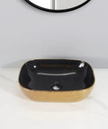 USZWBY Vessel Sinks Ceramic Vessel Sink Light Luxury Household Single Basin Art Bathroom Countertop Wash Bathroom Bowl Sink with black and gold design