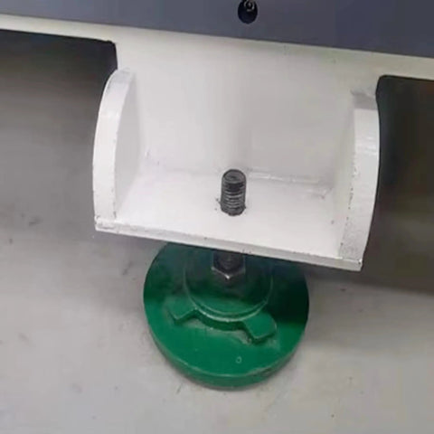 Leveling foot detail on Pro Grade 4x8 CNC Wood Router With Vacuum Table And Press Roller For Cabinet Making And Furniture Fabrication Engraving Cutting Milling Machine For MDF Plywood And Hardwood Projects