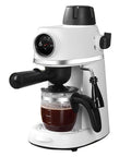 Slick Compact Semi Automatic Espresso Machine With Integrated Milk Frother And Steam Wand producing rich coffee drink on kitchen counter.