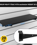 8 Pack Wood Slatwall Shelves With Heavy Duty Metal Brackets for Garage and Home Organization, 23.6 x 11.8 inches, installed view