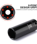 Pro Grade Deep Impact Socket Set 1/2 Inch Drive Metric Cr-V 6-Point 10 mm to 24 Mm, 14-Piece with flank drive grip detail