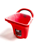 Hella Durable Paint Roller Pail Liners Bulk 100 Pack White Custom Fit Insert Bags That Crush The Mess Game Smooth Drop In Cleanup For Pros And DIYers Keeping Workspaces Slick And Spotless in use with red paint bucket.