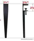 Set Of Four Adjustable Table Clamp Legs For 16 Inch Coffee Tables, Powder Coated Steel Build, Supports Up To 200 Lbs, side view dimensions