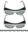 Kickass Welding Safety Glasses With HD Clear Lenses For Grinding And Outdoor Work Featuring Adjustable Nose Pads And Secure Ear Hooks For A Super Snug Fit That Gonna Shield Your Eyes From Sparks And Debris During Hard Job Sites In This Rugged 10 Pack Set. Two pairs displayed with adjustable features.