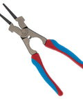 Built Like A Tank American Workshop Welding Pliers Equipped With Xlt Extreme Leverage To Crush Spatter Blast Nozzles Pry Bushings Loose Speedy Spring Loaded Groove Nose Jaws Pinch Draw Wire And Function As A Rock Solid Hammer At Nine Inches, featuring a red and blue handle and precision grooves.