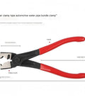 Rock Solid Car Hose Clamp Kit Pliers For AC Pipe And CV Boot Clips, Heavy Duty Spring Clamp Tools That Grip Water Repair Hoses Like A Boss Without Slipping Or Damaging Fuel Tubes. Red-handled steel hose clamp pliers, 175mm long, 25mm jaws