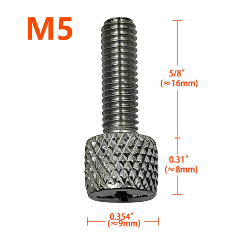 Pack Of Twenty Knurled Thumb Rack Screws Featuring Tool Free Hand Twist Grip And Chrome Plated Carbon Steel. M5 screw with diamond knurling.
