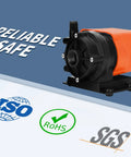 Heavy Duty Marine AC Water Pump 500 GPH 115V Magnetic Drive Circulation System With Run Dry Protection Compatible With Dometic Webasto Cruisair And 24000 BTU Boats No Sweat Hookup showing the pump with ISO and RoHS certification.