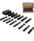 Top Notch Inch Gauge Block Set For Woodworking Sleek Aluminum Setup Bars with etched size markings in a box.