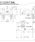 Technical diagram of Restoration Four Inch Centerset Bathroom Faucet In Brushed Brass With Solid Brass Construction
