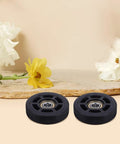 4 Pack Black Luggage Wheels Replacement Set With Silent Operation And Smooth 360 Degree Rotation Easy Install For Suitcases Travel Boxes Quiet Durable Noiseless Rolling, pair of black wheels