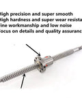 SFU1204 Ball Screw With Anti-Backlash Nut 12mm Diameter 350mm Length Rolled Finish Silver with focus on quality and precision