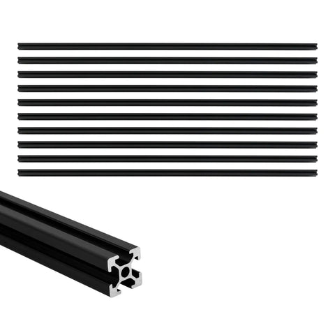 10 Pack Black T Slot Aluminum Extrusion Kit 20x20x1000mm 6063 Aluminum Profile For CNC Machines And 3D Printers, stacked view
