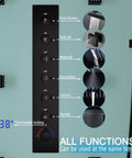 Premium Matte Black Shower Setup With A Heavy Rainfall Head And Adjustable Handheld Sprayer Dual Body Jets Plus Six Function Valve for multiple spray modes.