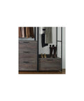 Top Shelf Vintage Wood And Metal Walk In Closet Organizer System With Adjustable Modular Shelves Hanging Rods And Hooks For Clothes Shoes Plus A Hella Convenient Custom Setup, featuring hanging clothes and shoe storage.