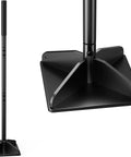 Heavy Duty Steel Garden Tamper With 48 Inch Handle And Rubber Grip For Soil Gravel Asphalt And Lawn A True Workhorse With Durable All Steel Construction For Long Lasting Use, shown from side and base view