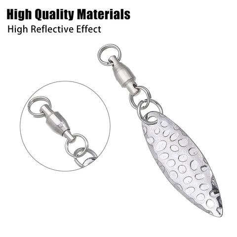 Spinner Blades With Ball Bearing And Spring Pins For Lure Making, Willow Tail Spinner Blades With Swivels, 30 Pcs Set, Durable Iron Construction, Pro Grade Build, Corrosion Resistant, Perfect Fish Attractor For Lure Building. silver willow tail spinner blade with swivel and connector