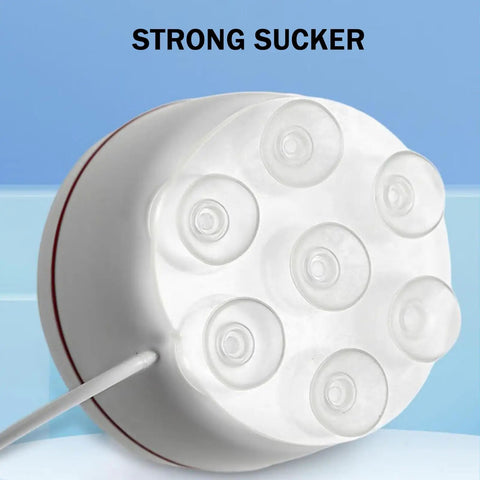 Close-up of Hella Compact Mini Portable USB Washing Machine For Laundry And Dishes Ultrasonic Sink Turbo Washer suction cup base.