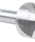 Close-up of silver HSS corner-rounding end mill