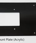 Flush Mount Plate For Whole House Surge Protection Device On Drywall, Black Acrylic Finish, Includes Mount Plate, Retaining Clips, Screws, Washers And Nuts, Compatible With Siemens FSPD060 FSPD100 And FSPD140, shown with components.