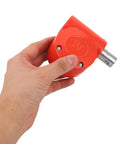 Heavy Duty Manual Hand Crank Winch for Greenhouse Film Winder, red aluminium alloy and steel hand crank winder held in hand