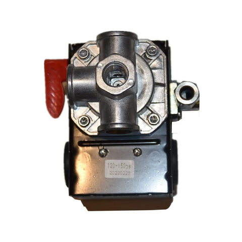 Four Port Air Compressor Pressure Switch 120 To 150 PSI Auto Metal Housing With Adjustable Differential, top view