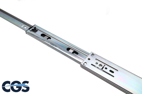 Close-up of 22 Inch Soft Close Cabinet Drawer Slides Full Extension Ultra Thick 1.2mm Stainless Steel Ball Bearing with Pro Grade Screws