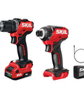 Grit And Grind 12V Brushless Drill Driver And Impact Driver Combo Kit featuring red and black drill tools with USB-C battery.