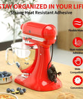 Red mixer showing Six Pack Heat Resistant Kitchen Appliance Cord Winders And Cord Organizers For Mixers Toasters And Air Fryers.