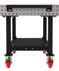 Precision Laser Cut Welding Fixture Table 60 X 36 Inches Heavy Duty Rolling Workbench with casters and storage shelf.