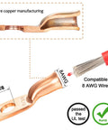 UL Tested 10 Pack 8 AWG Heavy Duty Copper Ring Terminals Set With Three Eighths Inch Ring And Heat Shrink Tubes For Battery Cables