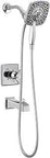 Ashlyn 17 Series Dual-Function Tub And Shower Trim Kit With 2-Spray Touch-Clean In2ition 2-In-1 Hand Held Shower Head And Hose Chrome Finish T17464-I Valve Not Included, showing detachable hand shower and fixed head.