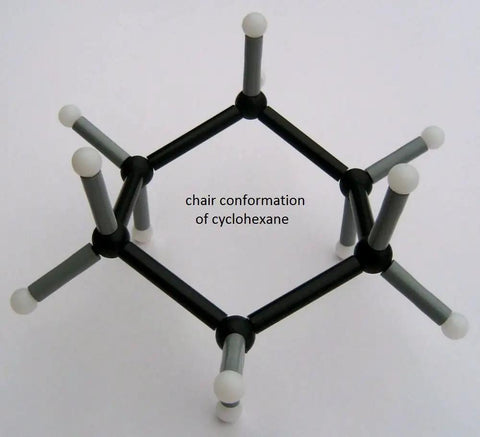 Organic Chemistry Molecular Model Set 120 Piece Kit With Color Coded Hydrogen, Carbon, Oxygen And Nitrogen Atoms chair conformation.